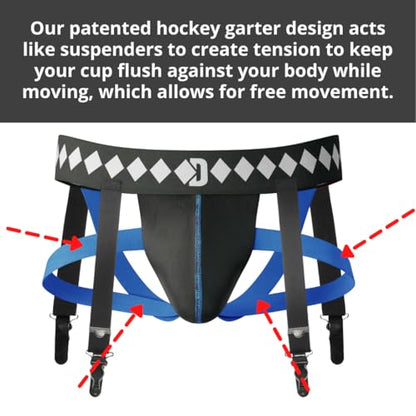 Diamond MMA 3-in-1 Hockey Garter Belt System - Complete with Athletic Cup, Garter, and Jock - Shift-Proof Groin Protection for Hockey Players & Goalies - size: Small