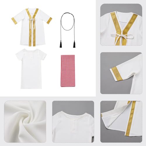 ODIZLI Infant Toddlers Baby Boys Muslim Newborn Eid Outfits Kaftan Abaya and Head Scarf Shemagh Keffiyeh Arabic Dubai Outfits - color: White, size: 0-3 Months