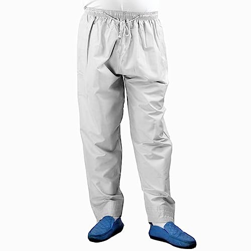 Pssopp Mens Muslim Prayer Pants, Loose Breathable Modest Ankle Length Trousers for Prayer Daily Wear Polyester Cotton White Elastic Waist Drawstring M XXL 1 Pack - size: 35 Regular