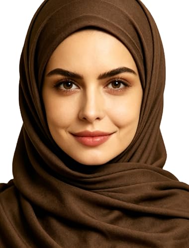 Lina & Lily Non-see-through Premium Jersey Maxi Hijab Head Scarf Wrap for Muslim Women - color: Dark Brown