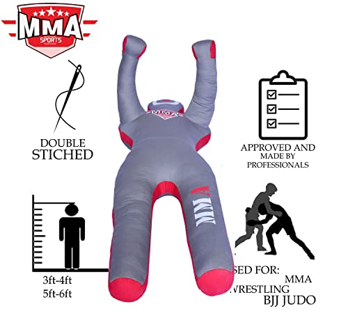 MMA Sports Kids Grappling Dummy MMA BJJ Jiu Jitsu Karate Kick Boxing Throwing Practice Dummies for Children - 4 FT -UNFILLED