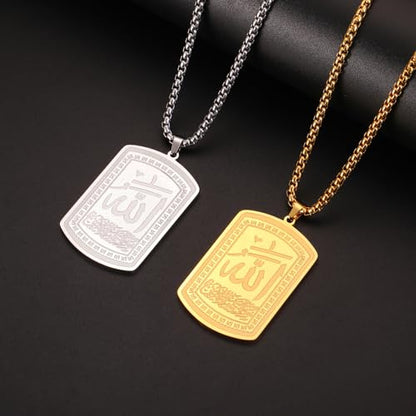 VASSAGO Allah Necklace for Women Men Stainless Steel Islamic Muslim Pendant Islam Religious Charm Jewelry Gift - color: Silver Islam Necklace