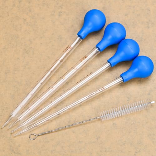 4 Pieces Glass Pipette 10ml 5ml Glass Graduated Pipettes Dropper with Big Rubber Cap Dropping Lab Pipette Transfer for Liquid Essential Oil - style: 4 Pieces