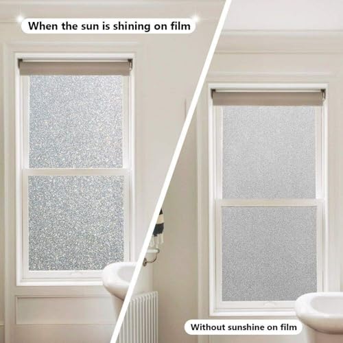 Finnez Frosted Glass Window Privacy Film, Static Cling, 17.5" x 78.7" | UV Block & Heat Control Sticker, Adhesive Free Removable Tint, No Glue Anti-Glare Renter Friendly Coverings for Home Bathroom - color: Crystal, size: 17.5 x 78.7 Inch