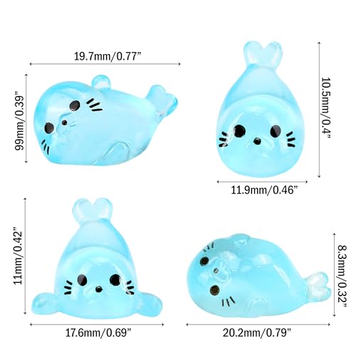 100pcs Glow-in-The-Dark Mini Resin Ocean Animal Decorations – Luminous Seal Figurines for Fairy Garden, Aquarium, Potted Plants, Desk Display & DIY Crafts – Not a Toy