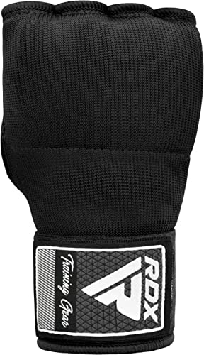 RDX Gel Boxing Hand Wraps Inner Gloves Men Women, Quick 100cm Long Wrist Straps, Elasticated Padded Fist Under Mitts Protection, Muay Thai MMA Kickboxing Martial Arts - color: Black, size: Large