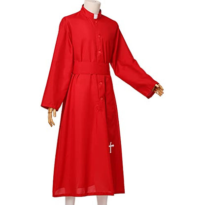 COSDREAMER Mens Clergy Robe Preacher Cassocks Mens Praise Worship Robes - color: Red, size: Medium