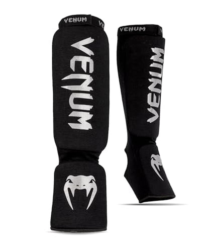 Venum Kontact Shin Guards - color: Black/Silver, size: Small