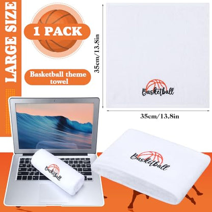 Hahafelt Basketball Towels for Sweat 13.8 x 13.8 Inch Sports Teams Gifts Sport Towels for Sweat Microfiber Hand Towel Cotton for Boys Party Favors Team Gift(White,1 Pcs)