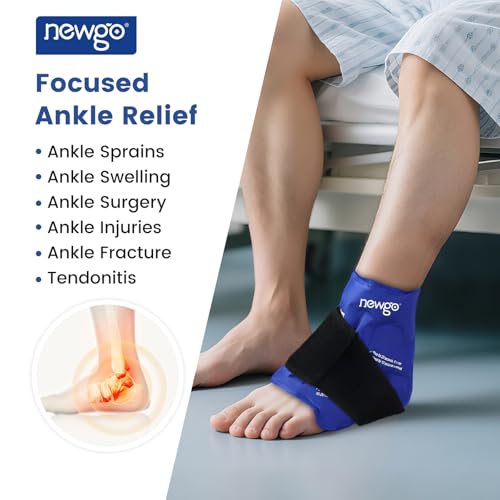 NEWGO Ankle Ice Pack Wrap for Sprained Relief, Ice Pack for Ankle Inuries Reusable, Cold Therapy for Ankles Swelling, Post Surgery Recovery - Blue - color: Blue-1pack