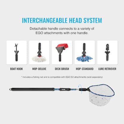 EGO S2 Kryptek Slider Fishing Net, Adjustable, Interchangeable Heads - size: Kryptek 29" to 60" Handle, 17" x 19" Hoop, style: Lightweight Non-tangle Clear Rubber Mesh