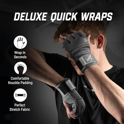Hayabusa Deluxe Quick Wraps for Men and Women - Boxing & Martial Arts Hand Wraps - color: Charcoal, size: Small