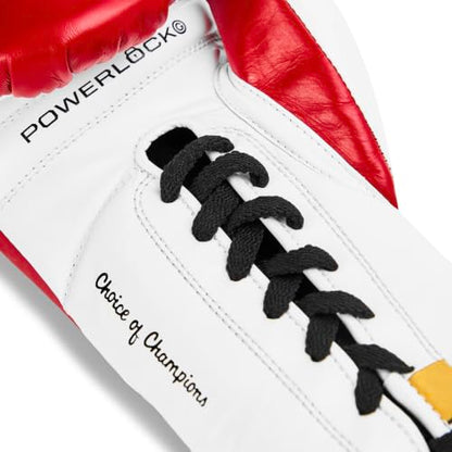 Everlast Powerlock OG Pro Boxing Gloves | Lace Up Fight Gloves - color: Red/White, size: 10oz