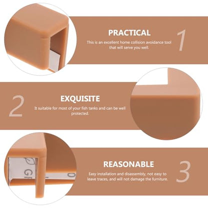 6pcs Silicone Corner Bumpers and Table Corner Guards for Pet Carrier and Fish Tank Protection, Medium Brown Supple Edge Covers for Furniture Safety in Homes and Aquariums