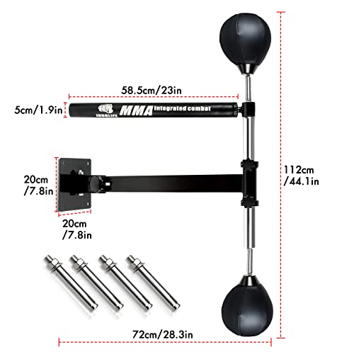 Innolife Boxing Spinning Bar with 2pcs Speed Ball, Multifunction Wall Mounted MMA Speed Trainer, black, ‎73 x 26 x 17 cm; 7.03 Kilograms