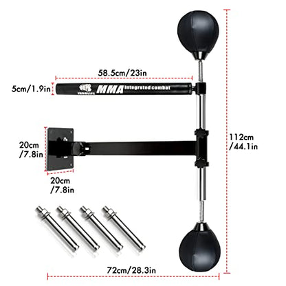 Innolife Boxing Spinning Bar with 2pcs Speed Ball, Multifunction Wall Mounted MMA Speed Trainer, black, ‎73 x 26 x 17 cm; 7.03 Kilograms