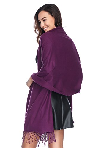 Pashmina Shawl Wraps Scarves Evening Dresses Wedding Bridesmaid for Women - color: Deep Purple