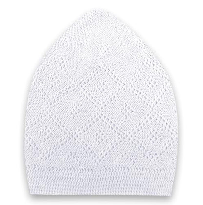 Kufi Hats for Men, Muslim Clothes for Men,%100 Breathable Skull Beanie, Crochet Cap, Handicraft Taqiyah, Cufi, Kufe - color: White Color, style: 1 Piece