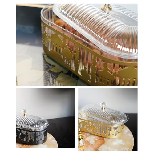 Ramadan Home Decoration, Eid Mubarak Metal Food Trays with Lid, Ramadan Metal Serving Dishes for Eid Mubarak, Metal Eid Mubarak Tray for Table Party