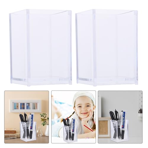 PRETYZOOM 3 Pack Acrylic Pen Holder Vase - Multi-Functional Clear Storage for Desk Makeup Brushes and Centerpieces - 10X6.5Cm Decorative Candle Holder