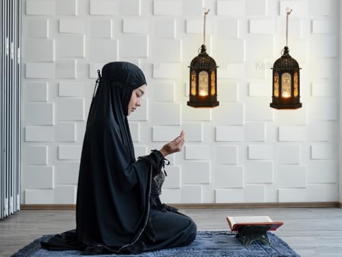 2 Pieses Ramadan Lights Decorations for Home,Eid Mubarak Lantern,Ramadan Decorations Lamp for Eid Home Table Party,Black