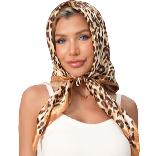 Head Scarf Hair Neck Scarves for Women Purse Bag Scarfs for Handbag Silky Satin Square Headscarf Fashion Hair Bandanas - color: Camel