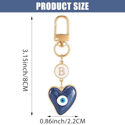 XGALBLA Small Evil Eye Keychains Initial Letter Key Chains for Women Men Car Key Bag Purse Charm- Good Luck Amulet Protection - color: Evil Eye 1-b
