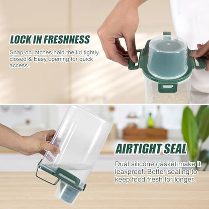 3 Lbs Pet Dog Food Storage Container for Bird Seed Rice Flour - Pine Green | Cat Food Containers with Collapsible Bowl for Travel Airtight 5 Lbs Rice Cereal Oatmeal Holder with Pour Spout Measuring Cup - color: Pine Green-3L