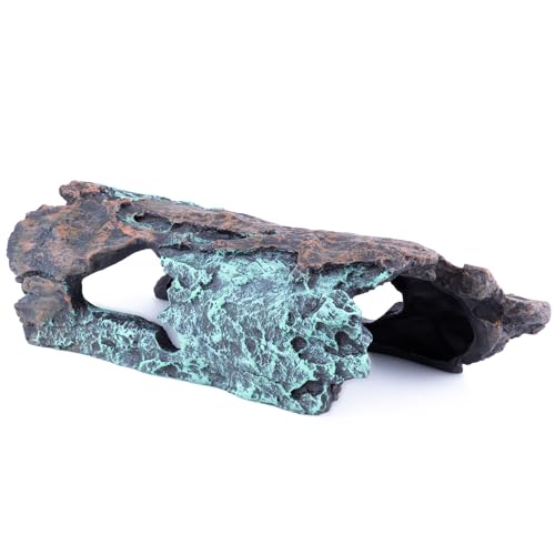 Natural Reptile Hide Basking Platform, Hideout Decor for Aquarium, Fish Tank, Bearded Dragon, Gecko, Shrimp, Betta (Glow-in-the-Dark Tree Cave, Large) - color: Glow-in-the-Dark Tree Cave, size: Large