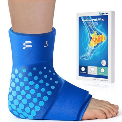 Ankle Ice Pack Wrap for Swelling with Thickened Cold Compression and Cooling Fabric, Ice Packs for Injuries Reusable for Swollen Feet, Achilles Tendonitis Relief, Plantar Fasciitis Relief - size: L