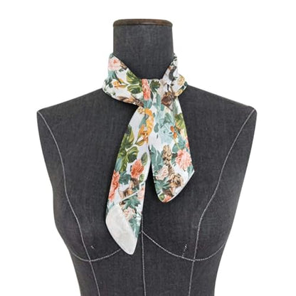 Women's Square Silk Hair Scarves and Wraps Headscarf Cat Floral Head Neck Scarf Bandana 24inch