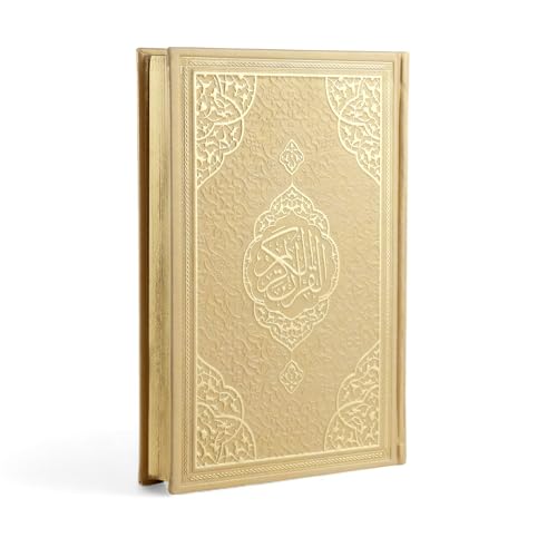 FURKAN The Noble Qur'an Arabic Large Size, Al Quran Al Karim, Islamic Gift, Gift for Men & Women, (6.7x9.5″) Thermo Leather Quran - Gold - color: Gold
