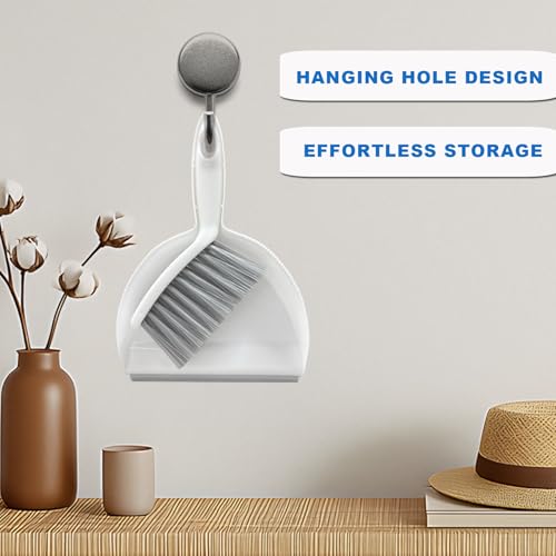 Mini Broom and Dustpan Set Small Dust pan & Brush Set Portable Cleaning Tools for Home Office RV Camping Learning (Grey) - color: Gray