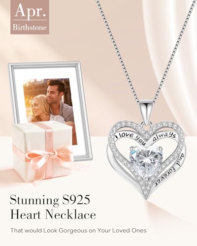 S925 Sterling Silver Necklace for Women, Wife Jewelry Rose Gold, Mom Birthday Valentines Mothers Day Gifts, Girlfriend Necklaces, Daughter Heart Jewel, Anniversary for Her - style: Sterling Silver 04 Apr