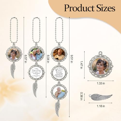 KDY Custom Car Rearview Mirror Accessories - Car Mirror Hanging Accessories with Photo & Text, Personalized Memorial Gift for Loss of Loved Ones (Wing)