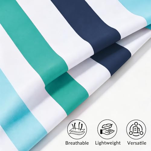 Exclusivo Mezcla Large Microfiber Quick Dry Beach Towel, Lightweight Sand-Free Cabana Stripe Pool Travel Camping Towel with Bag (Green, 30x60 Inches) | 30x60 Inches, Lightweight, Sandfree, Super Absorbent, Swimming Towel for Camping Travel with Bag, Green