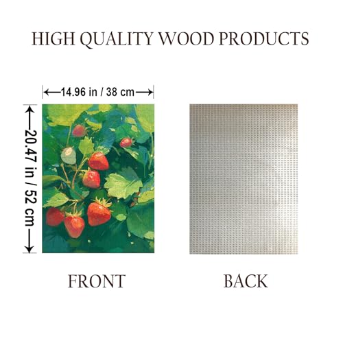 Botanical Strawberry Garden Food Jigsaw Puzzle - 500 Pieces Wooden Puzzle for Adults, Wall Art Gift, Finished Size: 20 x 15 Inch - color: Botanical Strawberry Garden - 500 Pieces