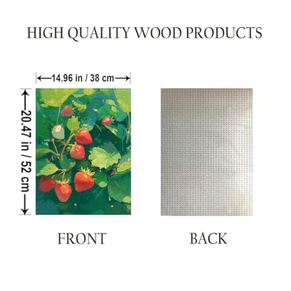 Botanical Strawberry Garden Food Jigsaw Puzzle - 500 Pieces Wooden Puzzle for Adults, Wall Art Gift, Finished Size: 20 x 15 Inch - color: Botanical Strawberry Garden - 500 Pieces