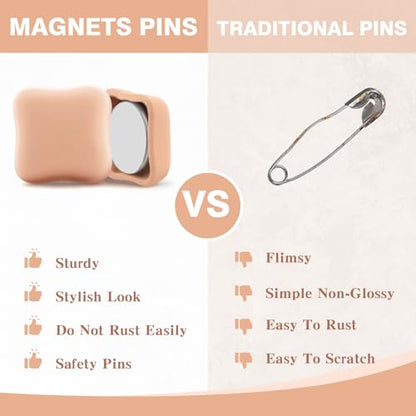 12 Pairs Hijab Magnets Strong Magnetic Hijab Pins for Women Pinless Clothing Clips for Scarf Veil Shirts Dress Muslim Islamic Gifts for Women - Square - color: Square
