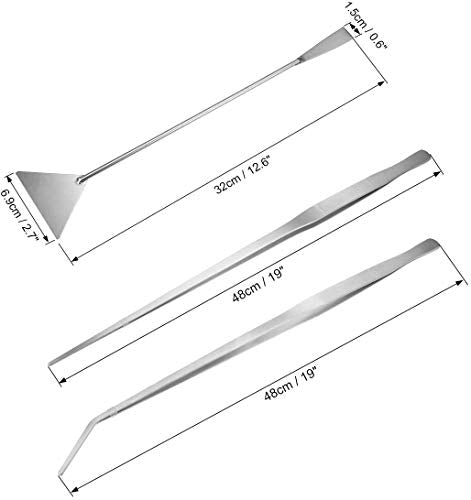 Utoolmart Aquarium Tank Aquatic Plant Tools Sets, 3 in 1 Anti-Rust Aquatic Plant Aquascaping Tool, Stainless Steel Aquarium Tweezers(19-inch) and Scrapers, for Fish Starter Kits & Aquariums Tank - size: 48cm