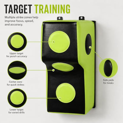 Wall Mount Boxing Training Bag - Uppercut Boxing Training Punching Target - Heavy Punching Bag for Adults for Bedroom/Living Room/Gym - color: Green (15.7*11.8*27.5 Inch)