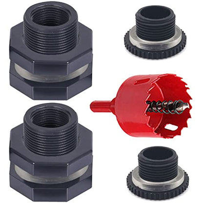 2 PCS Rain Barrel Bulkhead Fitting kit with Plugs and Hole Saw Tool, 3/4 Inch PVC Spigot Connector Kit for Rain Barrels Water Tanks Pools Aquariums Tubs (Bulkhead 3/4 Inch) - size: 3/4 Inch (Diameter 25mm)
