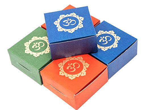 Om Printed Colorful Paper Sweet Boxes for Indian sweets, Cookies, Goodies, Mithai, Candy, Gift boxes Handmade Bulk Mithai box, Favor boxes for wedding, Pooja, 2.95x2.95x1.37 Inch (Pack of 8) - color: Multi-Color (OM)