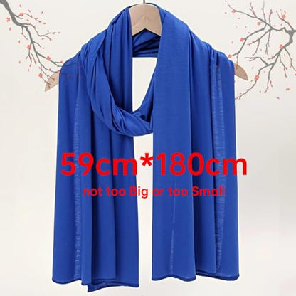 Soft Hijab Scarf for Muslim Women, 71" Long Head Wrap Shawl - color: Royal Blue