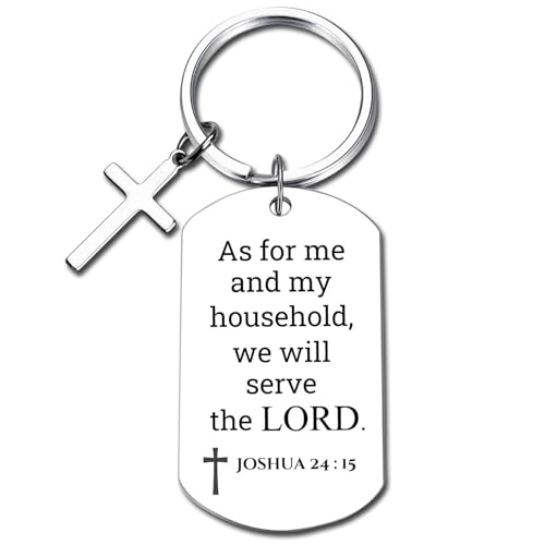 GiftYou Inspirational Scripture Metal Key Chains with Cross Pendant - Bible Verse Keychain Religious Gift for Christian - color: Joshua 24:15