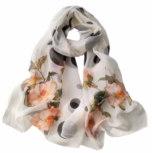 Pokeedioty Scarfs for Women Lightweight Fashion Scarves Elegant Floral Pattern Sheer Scarfs Sunscreen Shawls Wraps - color: P 055