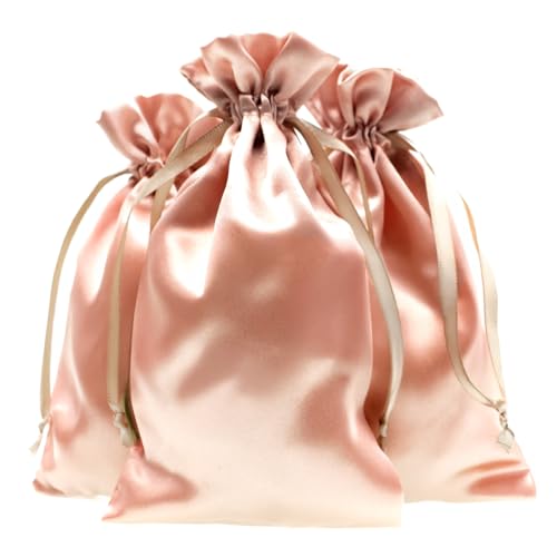 50 Pack 5" x 8" Rose Gold Satin Gift Bags with Drawstring, Jewelry Pouches, Wedding Favor Bags for Baby Shower Birthday Party Small Business - color: Rose Gold - 5 x 8 Inch (Pack of 50)