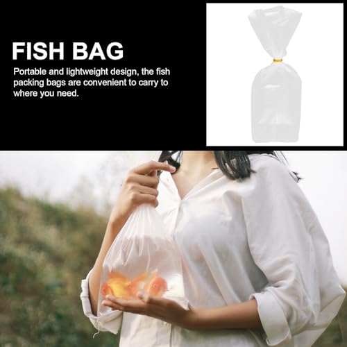 Hemobllo 50 Pcs Ornamental Fish Packaging Bags with Leak-proof Design Small 20x35x12 Cm Plastic Fish Transport Pouches with Flat Bottom and Carry Handle Shipping and Storage Bags