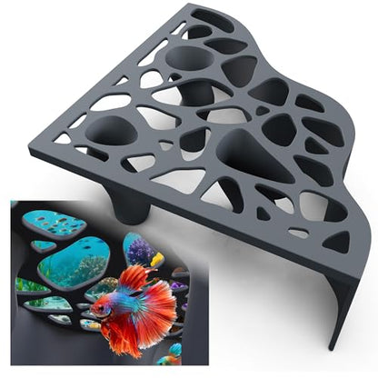Naturally Curved Aquarium Underground Tunne lCave | Multi-sized Hole Fish Tank Decor Hideaway | Aquarium Decor with Submerged Base and Viewing Window Suitable for Betta fish,Catfish,Loach,Shrimp（1PCS)