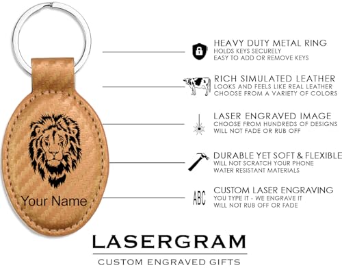 LaserGram Oval Keychain, Allah 2, Personalized Engraving Included (Carbon Fiber Bronze) - color: Carbon Fiber Bronze